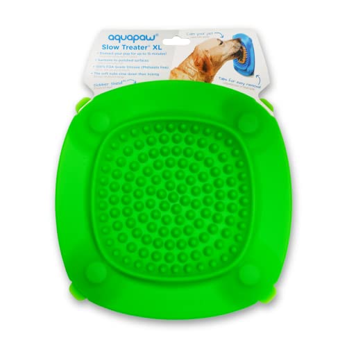 Aquapaw Premium XL Licking Mat with Suction Cups | Dog Must Haves - Non-Slip Slow Feeding Mat for Food, Treats & Peanut Butter | Bathing Supplies - Anxiety Relief & Boredom Reducer | Lick Pad - Green