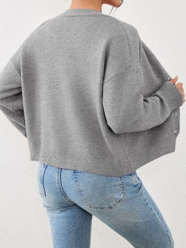 Image of Ibeauti Cropped Cardigan Sweaters for Women 2026 Trendy Spring Y2k Outfit Long Sleeve Button up Open Front Short Knit Sweater