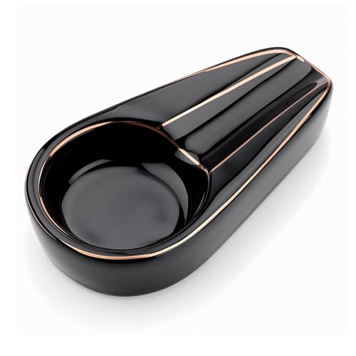 Zigarrenaschenbecher Schwarz Retro Keramik 11.8x6.3x2.5cm Cigar Ashtray Gestaltung der Filzunterseite Single Classic Ceramic Aschenbecher Zigarren Aschenbecher für Draussen Innenbereich Zuhause Büro