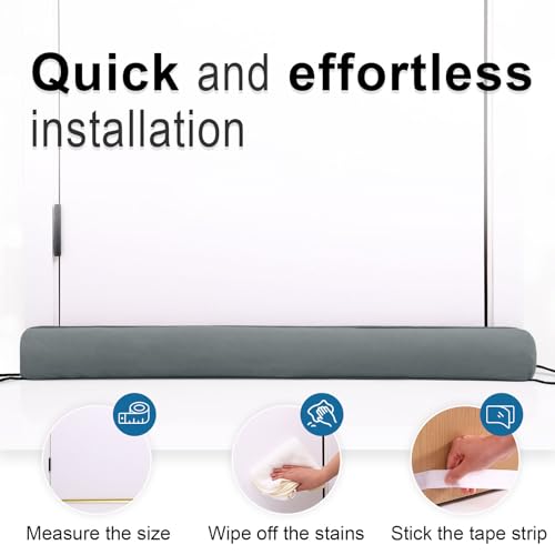 hyha 36 Inch Door Draft Stopper, Blocks Hot Cold Air with Removable Washable Cover, Gaps Up to 3 Inch, All-Season Noise and Wind Seal, Under Draft Stopper for Bottom of Door Window, Grey by hyha - Image 5