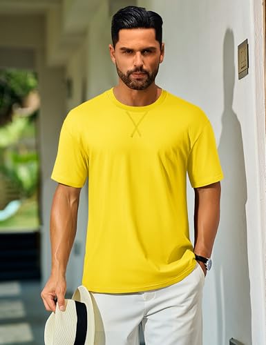 Cotrasen Men's T Shirts Cotton Drop Shoulder Short Sleeve Shirts for Men Casual Soft Comfort Loose Fit Mens Summer Tee Shirts