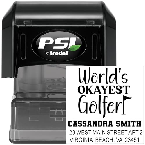 Image of Okayest Golfer Pre-Inked Rubber Stamp - Name and Address Stamp | Choice of 5 ink colors. Pre Inked Stamp Made to Order. Country Club Stamp. Laser-cut lettering. Up to 15,000 impressions.
