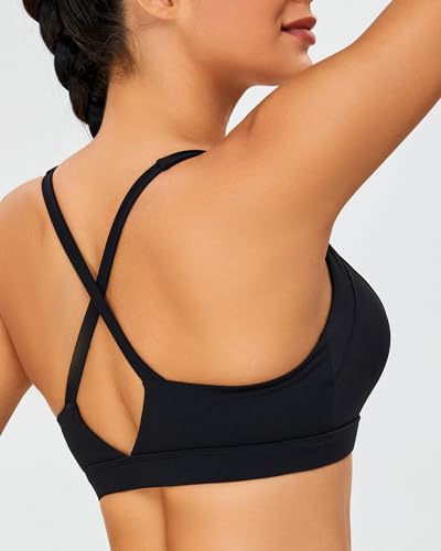 RUNNING GIRL Sports Bra for Women High Support, Molded Cup High Impact Sports Bras with Sewn in Pads Strappy Running Bra4