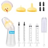 Jiaxix Pet Nursing Bottle Kit for Newborn Animals,Kitten Bottle Feeding Kit Silicone Anti-Choking Nipple and Kitten Syringe for Kittens Puppys Rabbits Squirrel (Yellow)