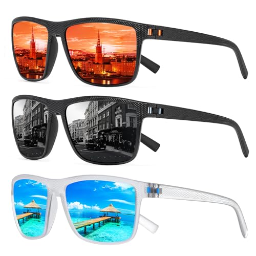 Image of Square Polarized Sunglasses for Men and Women Lightweight Frame Sun Glasses with UV Protection