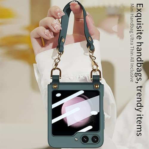 Coque Galaxy Z Flip 5 anti-chute avec sangle rose pour éviter les casses