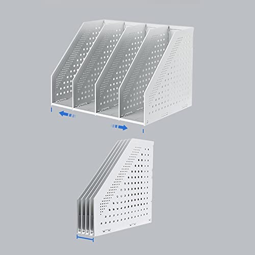 revistero, Caja de almacenamiento de carpetas de plástico de 4 rejillas, estante de almacenamiento de libros vertical, estantería, suministros de oficina, libros, cesta de archivos, soporte de escrito