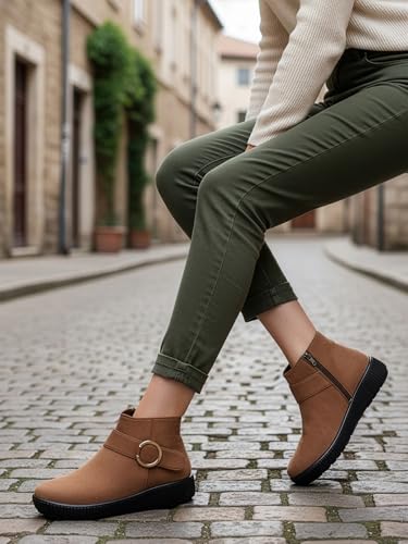 Image of ELLE Women's Buckle Accent Wedge Sole Ankle Bootie