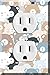 Single Duplex Outlet Cover Wall Plate - Cute teddy bear blue grey pastel baby kid cartoon pattern