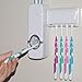 Produktbild Generic Weiß: 1 Set Zahnbürstenhalter Automatischer Zahnpastaspender + 5 Zahnbürstenhalter Zahnbürstenhalter Wandhalterung Ständer Badezimmer Werkzeuge