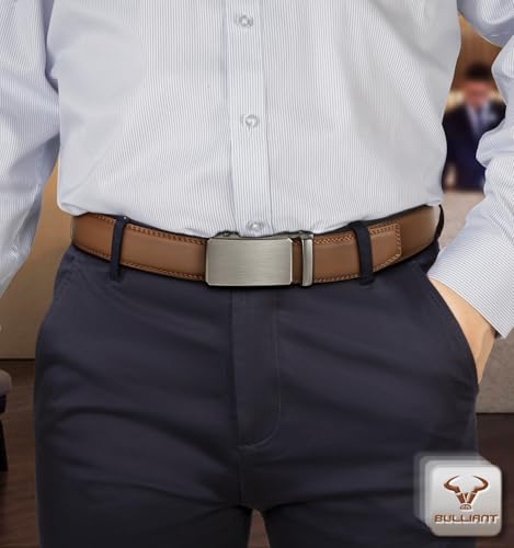 Image of BULLIANT Men belt 2Pack,Leather Ratchet Belt for Gift Men Dress Casual Jeans 1 3 /8 inch,Cut for Fit