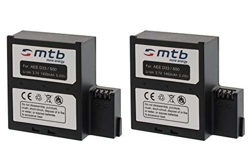 2X Baterìa para AEE Magicam S51, S60, S70... / Veho MUVI K2 / Nilox F 60 EVO (4K) / KitVision Edge HD30W