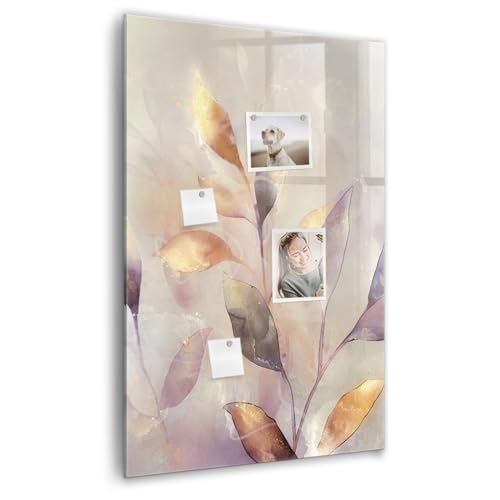 Tableau de note en verre de qualité premium au design plantes aquarelles