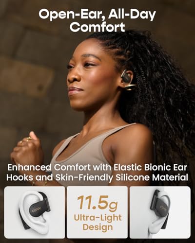 Image of Cleer ARC 5 Open Ear Earbuds with Hooks, Dolby & THX Spatial Audio, 60H Playtime, Fast Charging, Waterproof, Earbuds Wireless Bluetooth, Running Headphones, Water-resistant Open Ear Headphones - Black