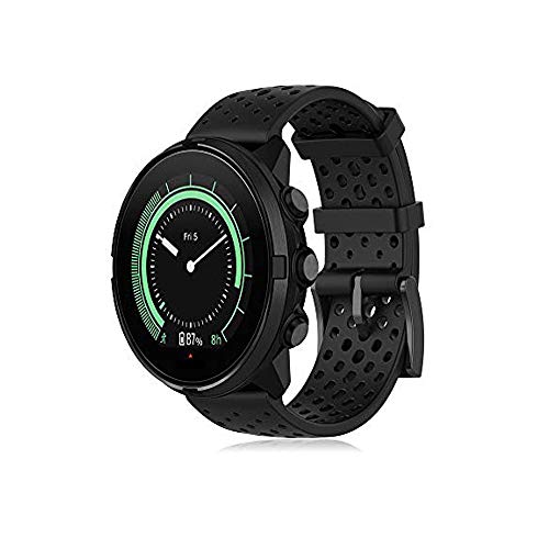 Buwico Armband für Suunto 9, Ersatz Silikon Uhrenarmbänder Fitness Uhrband Sport Wechselarmbänder für Suunto Spartan Sport Wrist HR Baro/Suunto 9 /Suunto Traverse (Schwarz, L) Cover