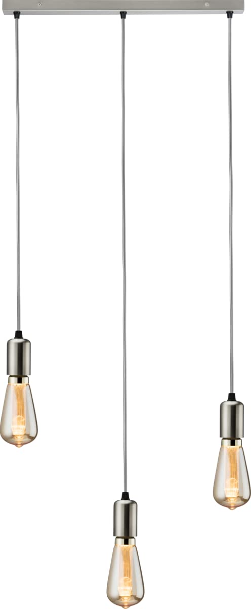 Knightsbridge Brushed Chrome Calla - 230V E27 Contemporary 3 Light Bar Pendant