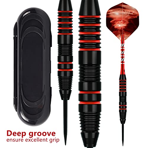 Aiqilai Steel Tip Darts Set 22g,3 Pack Professional Dart with Aluminum Shafts(+3 More Spare Shafts) and 2 Style Flights And Darts Case -Red - Image 4