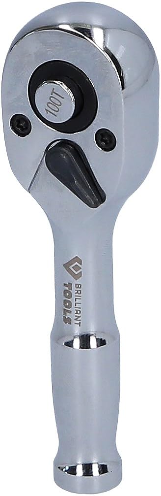 BRILLIANT TOOLS BT020999 Carraca reversible mini de 1/4" con mango metálico, 100 dientes [Powered by KS TOOLS]