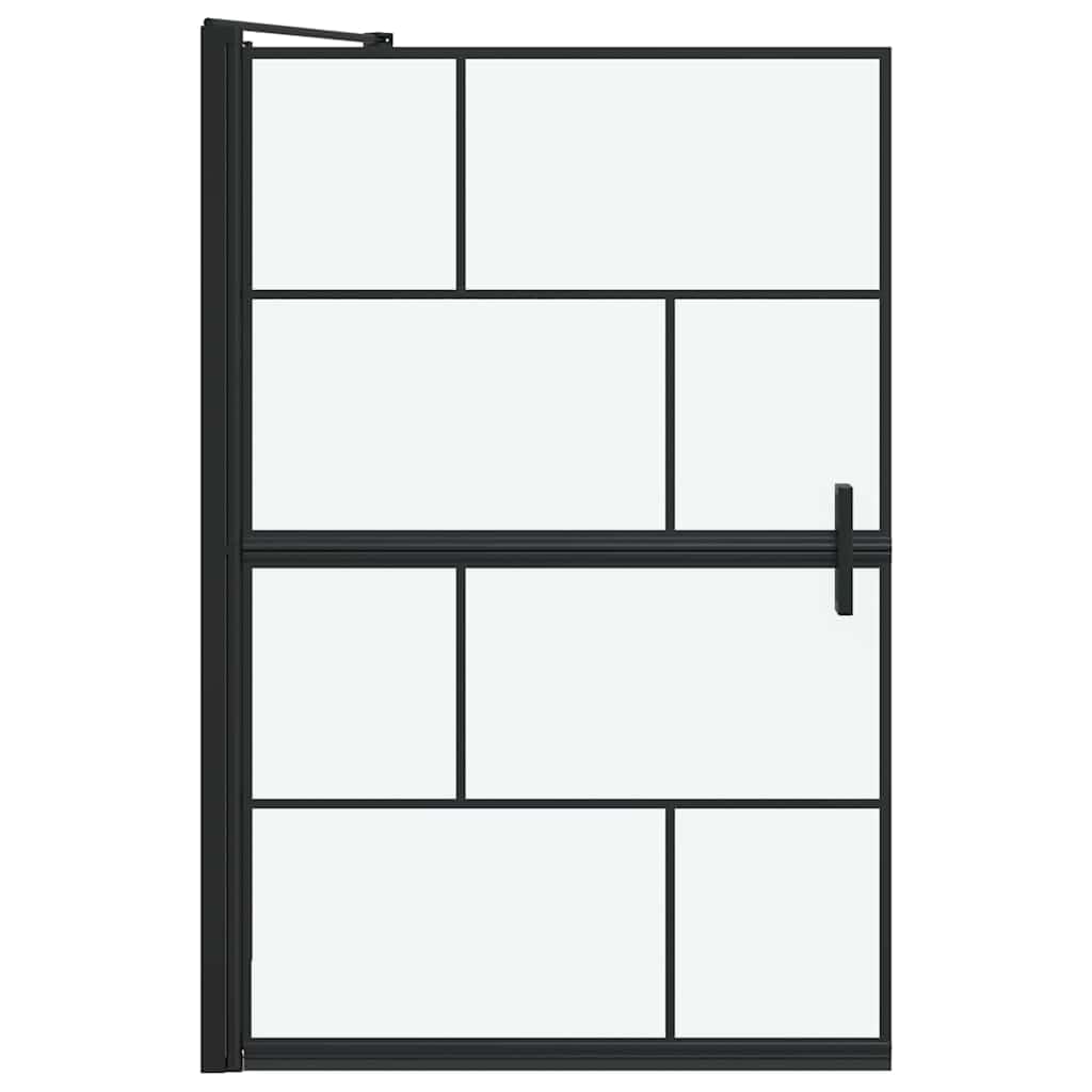 Box doccia pieghevole in vetro temperato con telaio in alluminio, nero e trasparente, 116 x 68 x 128 cm, idrorepellente, regolabile manualmente