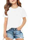 Imily Bela Girls Short Sleeve T Shirts Casual Crewneck Fashion Tees Kids Summer Tops 5-14 Years White