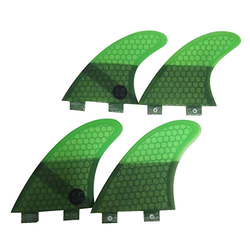 UPSURF Tabla de Surf FCS Aletas Fibra de Vidrio Quad Fin Thruster Set Tener Panal Para Surf Paddle Board (Green K2.1)