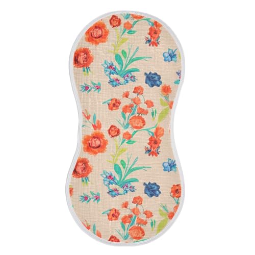 Flowers Beige Orange Blue Burp Cloths for Babies Burp Rag Cotton Spit Up Rag for Newborn Baby Infant2
