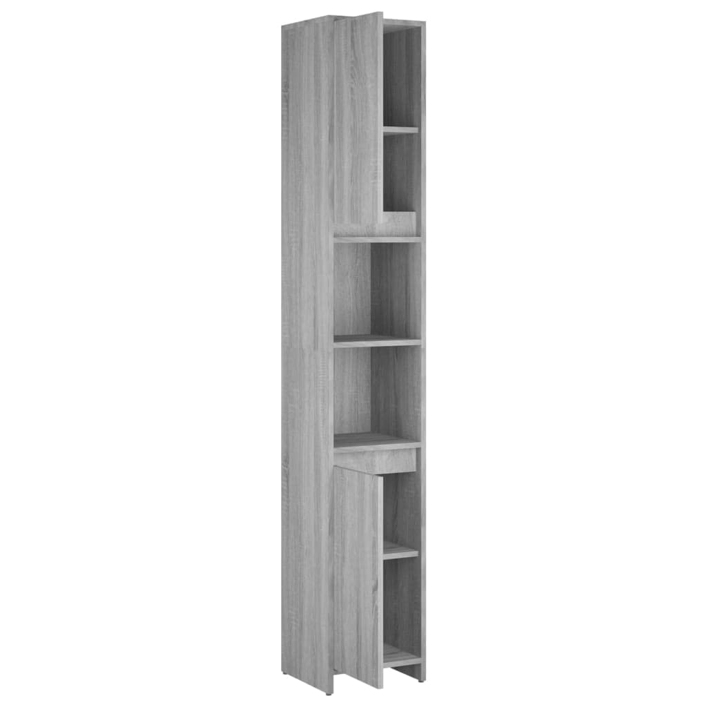vidaXL Armario de Baño Mueble Lavadora Estante Aseo Colada Inodoro Ducha WC Bañero Almacenamiento Madera Contrachapada Gris Sonoma 30x30x183,5 cm