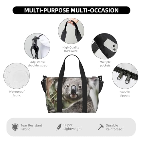 Travel Duffel Bag for Men Gym Bag, Koala Luggage Bag with Shoulder Strap, Large Gym Tote Bag for Women, Weekender Overnight Bag, Foldable Carry on Bag for Airplane4