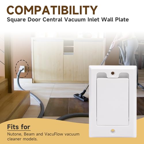 ANTOBLE Central Vacuum Square Door Inlet Wall Valve Plate Central Vacuum Wall Plate Replacement Parts for Nutone Beam VacuFlow Electrolux Central Vac System (2 Pack, No Electric Connector) by ANTOBLE - Image 3