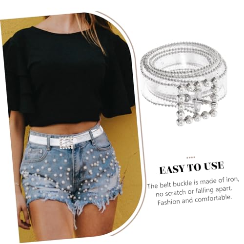 Slim Belt for Women - Fully Transparent Grommet Style with Square Buckle Perfect for Jeans and Everyday Outfits in Silver4