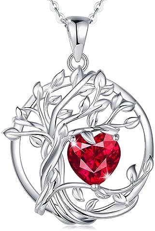 FANCIME Baum des Lebens Geburtsstein Halskette Damen Sterling Silber Kette | vergoldet Lebensbaum Edelsteine Anhänger Muttertag Weihnachten Jubiläums Geburtstag Feine Schmuck Gesch