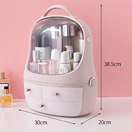 Boîte de rangement cosmétique rose étanche pour coiffeuse