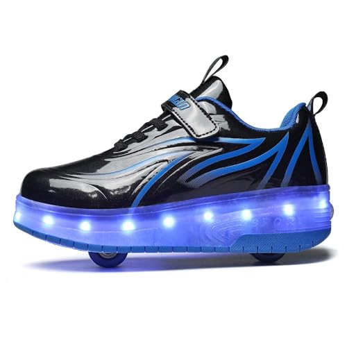 Zapatos con Ruedas Zapatillas con Dos Ruedas para niños y niña Led Luces Zapatillas con Ruedas Se Puede Bambas con Ruedas Carga con USB Automática Calzado de Skateboarding
