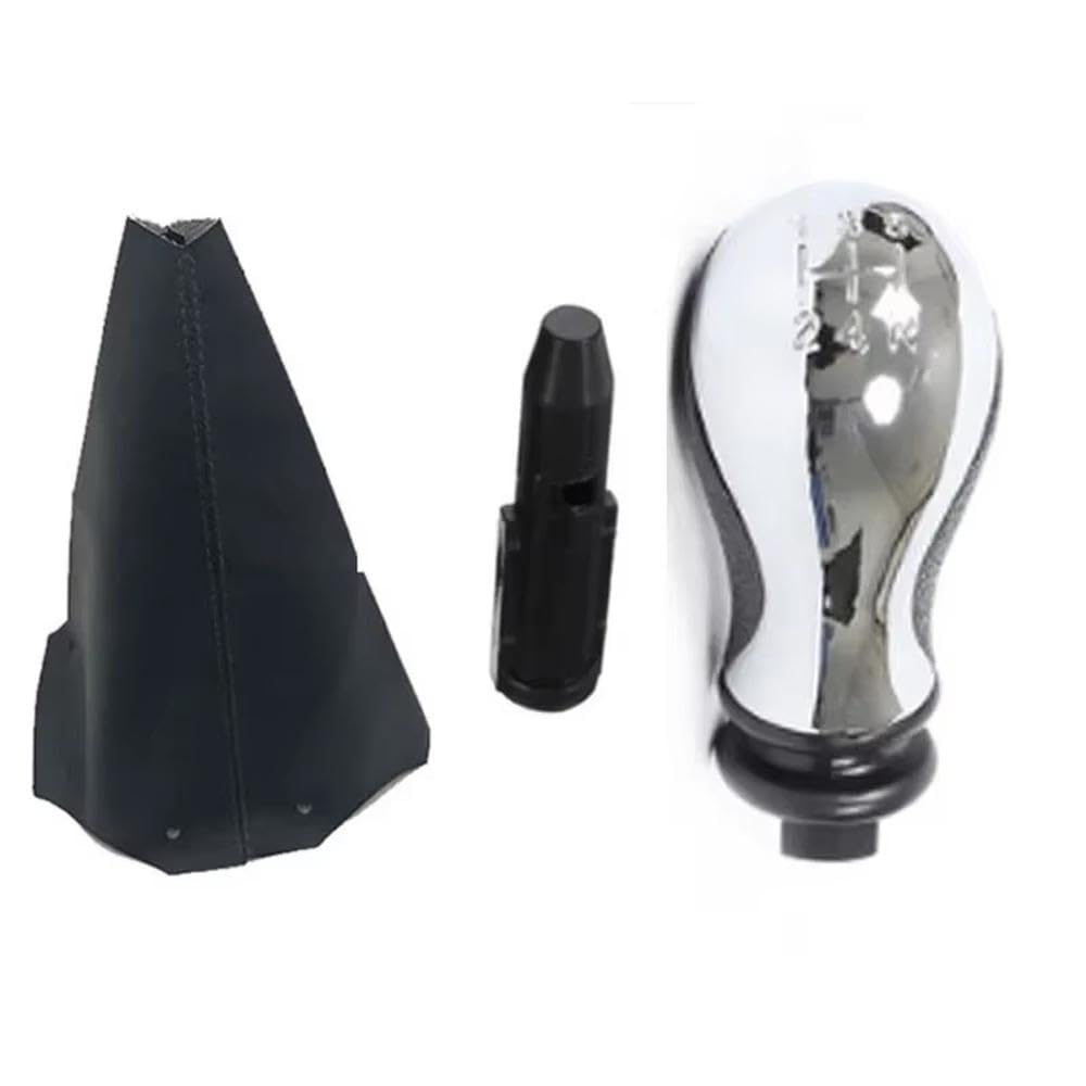 POANBCGY Auto Parts Car Manual Gear Stick Shift Knob Gearbox Shift Knob Boot for Citroen C5 2001-2008 for Xsara for Picasso 1999-2008(Chrome Set)