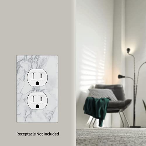 Marble Outlet Wall Plate Cover 1 Gang Decorative Single Duplex Receptacle Electrical Wallplate Bedroom Bathroom Decor Faceplate 4.5 X 2.76 In White And Grey #TOP5
