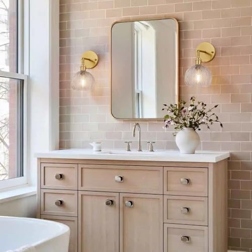 Image of Cerdeco Vintage Wall Sconce with Transparent Leaf Glass Shade,180Adjustable Arm and Golden Base,Modern Indoor Wall Light Lighting for Bedroom