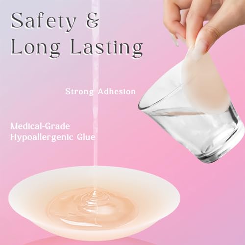 Cakes Nipple Covers 2 Pairs, Ultra-Thin Adhesive Seamless Nipple Pasties for Women Silicone Reusable Breast Petals3