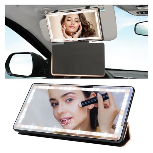 Car Vanity Mirror with Protective Cover, Rechargeable LED Mirror for Car with 3 Light Modes, Touch Control Sun Visor Mirrors with Light