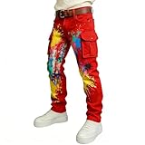 Chino Hose Herren Kölner Dom Clown Jeck Karneval Kostüm Rut und Wieß Slim Fit Cargohose Klassisch Kölle Alaaf Chinohose mit Taschen Fasching Köln Adler Wappen Cargo Hosen Streetwear