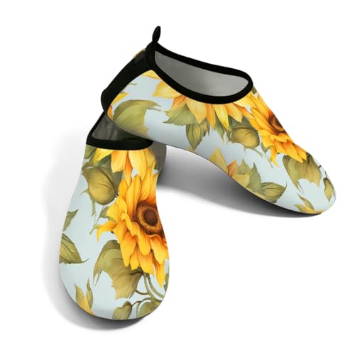 Zapatos acuáticos para hombre y mujer con diseño de girasoles y suela antideslizante