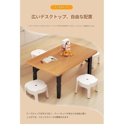 INECAR 小さなテーブル 折りたたみテーブル ダイニングテーブル 家庭用 シンプルなコーヒーテーブル (70*40*36,ブラック) [4]
