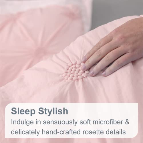 Swift Home Bedding Comforter Sets, Luxury And Lightweight 2-Piece Ruched 3D Floral Pintuck Comforter Sets, All Season Comfort Machine Washable Comforter – Rose Blush, Twin/Twin Xl #TOP2