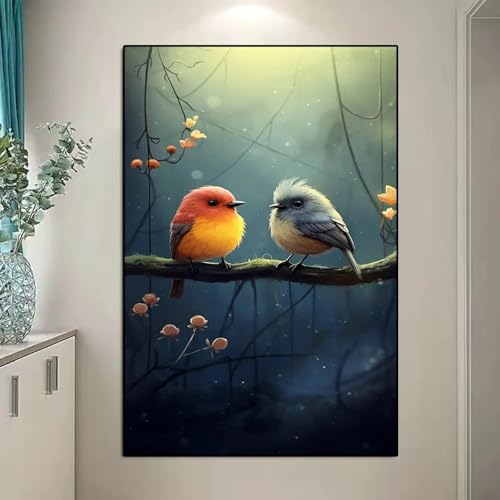 Peinture sur toile oiseau de bonheur TONGYINLI 70x100 cm décoration murale sans cadre