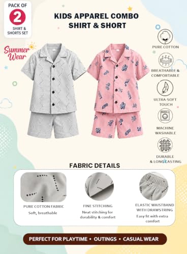 Image of 3BROS Baby Boys & Baby Girls Pure Cotton Clothing Set Casual Half Sleeves Shirt with Shorts Set For Boys & Girls