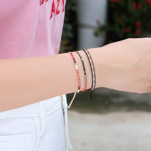 Image of KELITCH Boho Women Crystal Shell Beaded Friendship Bracelets Handmade Strand Bracelet Bangles Jewelry