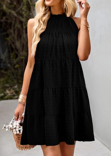 Image of KIRUNDO Summer Sundresses for Women Halter Dress Babydoll
