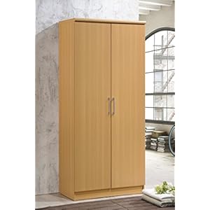 Hodedahimport2doorwardrobewithadjustableremovableshelveshangingrodbeech Urban Country Home Decor Hodedah import 2 door wardrobe with adjustableremovable shelves hanging rod beech urban country home decor