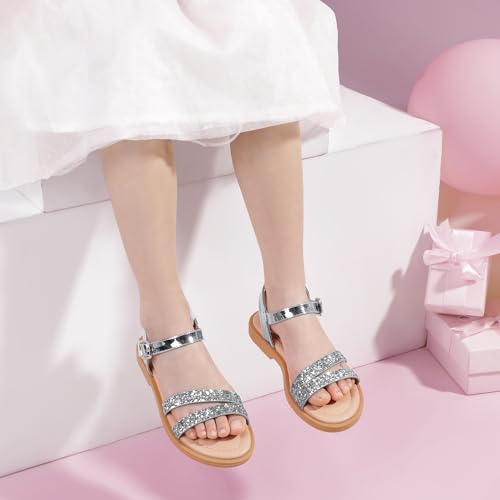 Image of PANDNAINJIA Girls Sandals Open Toe Toddler Kids Dress Summer Shoes