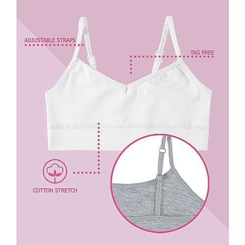 Girls Training Bra Cotton Stretch Bralette, 4-Pack (7-14)3
