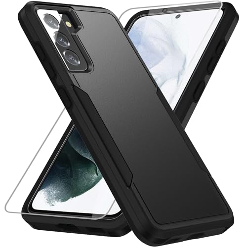 Warsia for Galaxy S21 FE 5G Case, with Screen Protector [Military Grade Drop Tested] Heavy-Duty Tough Rugged Shockproof Protective Case for Samsung Galaxy S21 FE 5G, Black